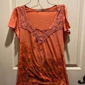 Orange Ladies Short Sleeved Shirt